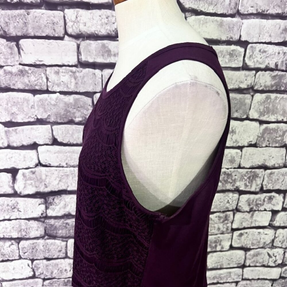LOFT Purple Lace Front Sleeveless Top Size L - Picture 4 of 9